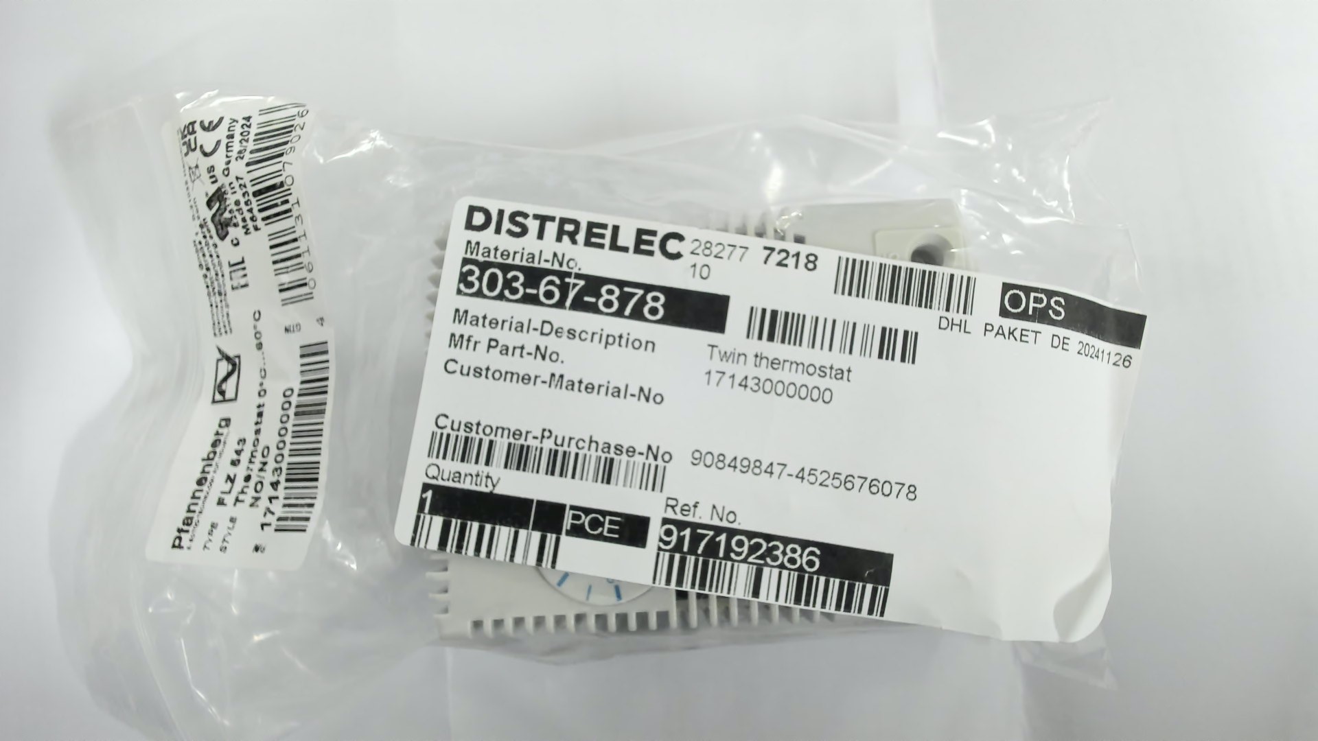 Art.No. 17143000000, Type: FLZ 543 THERMOSTAT S/S 0..60°C