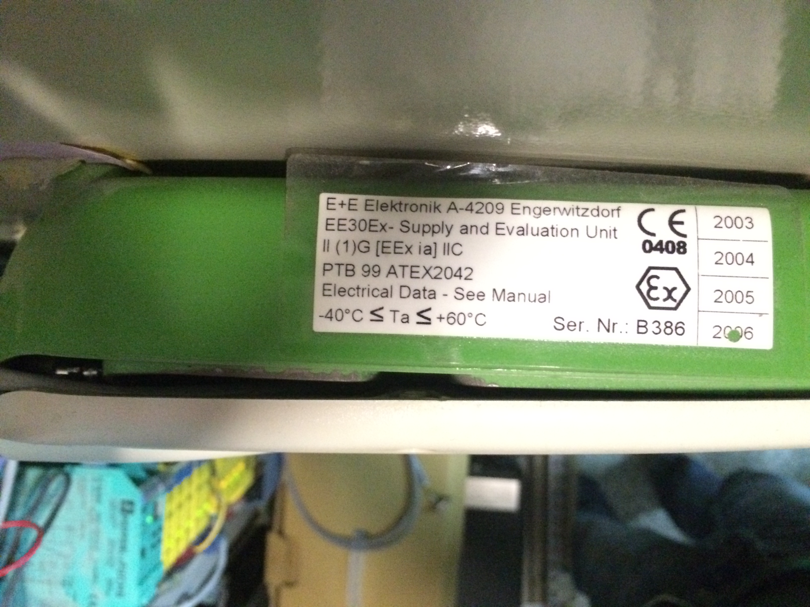 PTB 99 ATEX2042, SN:B386 