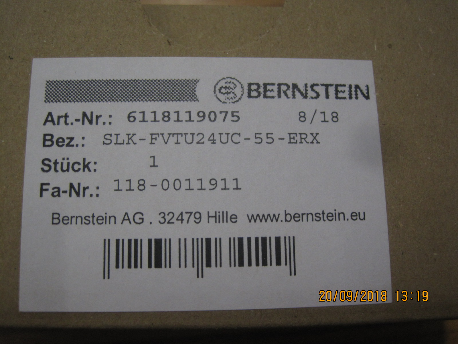 P/N: 6118119075 Type: SLK-FVTU24UC-55-ERX
