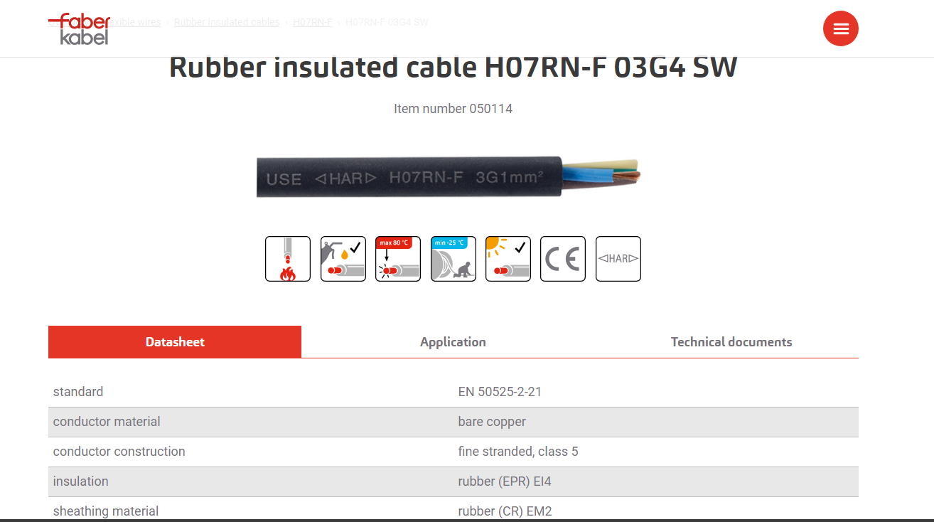 H07RN-F   03G4  SW(1x100 Meter) 