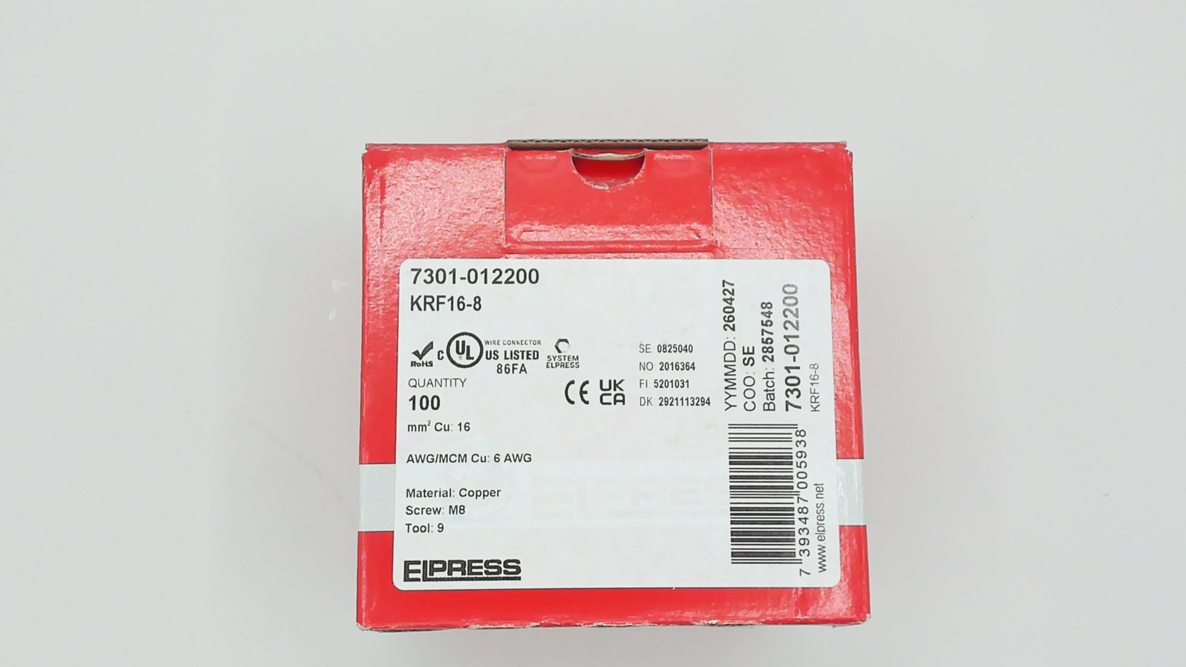 p/n: 7301-012200, Type: KRF16-8