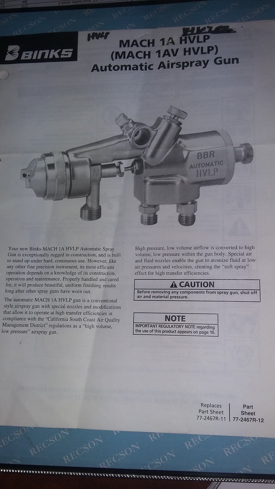 MACH 1A HVLP Obsolete!! Replaced by CBA1-513-12  