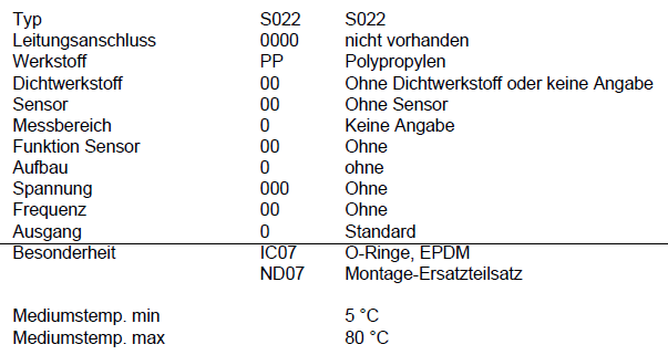 P/N: 00561230, Type: S022-0000-PP00-00-0-00-0-000/00-0 * IC07+ND07