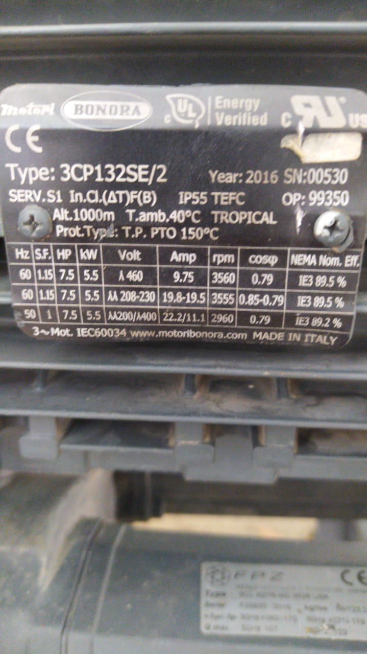 (4051+0099)GR.132 - 2 POLI  - 7.5 HP (5.5 kW) 200/400V 50Hz  208-230/460V 60Hz