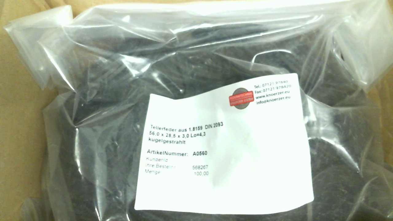 A0560  (Disc spring made of 1.8159 DIN 2093)  (package of 100 pcs)