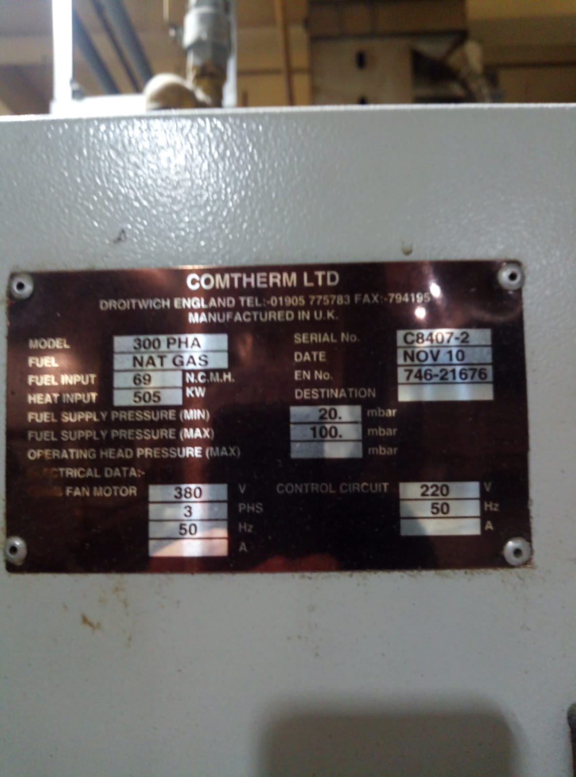 Model:300 PHA  S/N: C8407-2