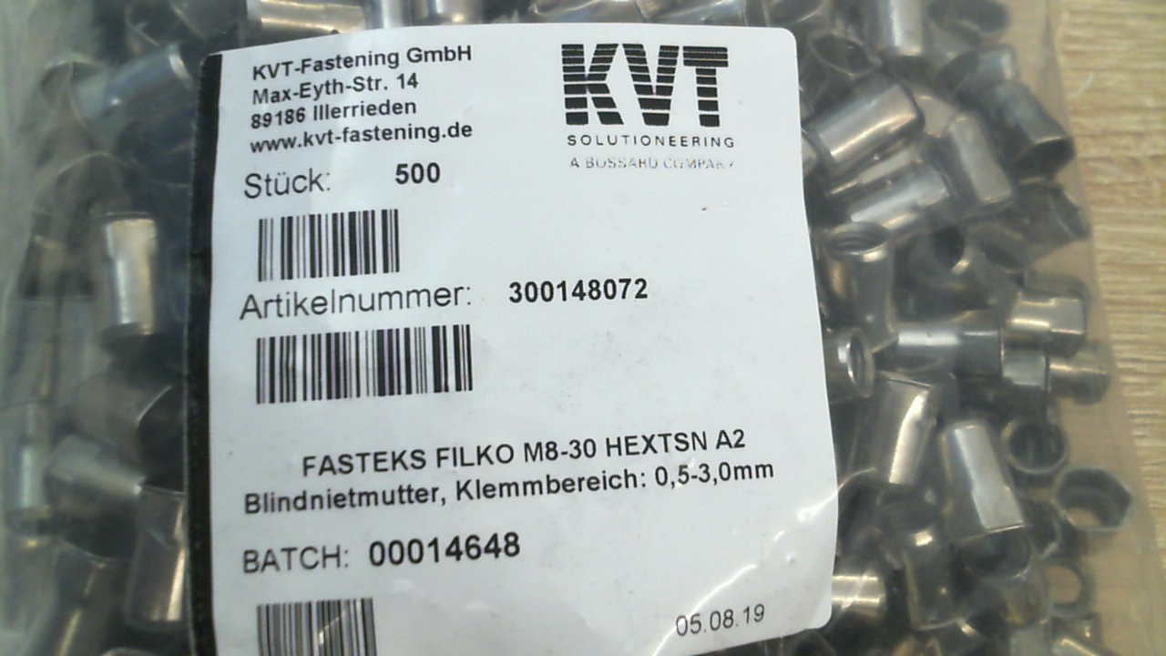 P/N: 300148072, Type: M8-30 HEXTSN A2