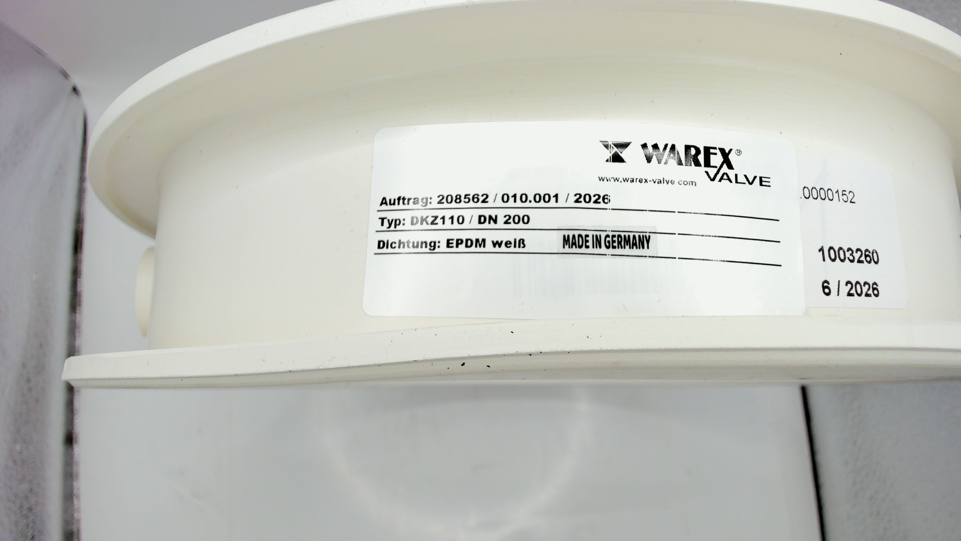 WX6000 / sealing element of EPDM white suitable for DKZ110 DN 200