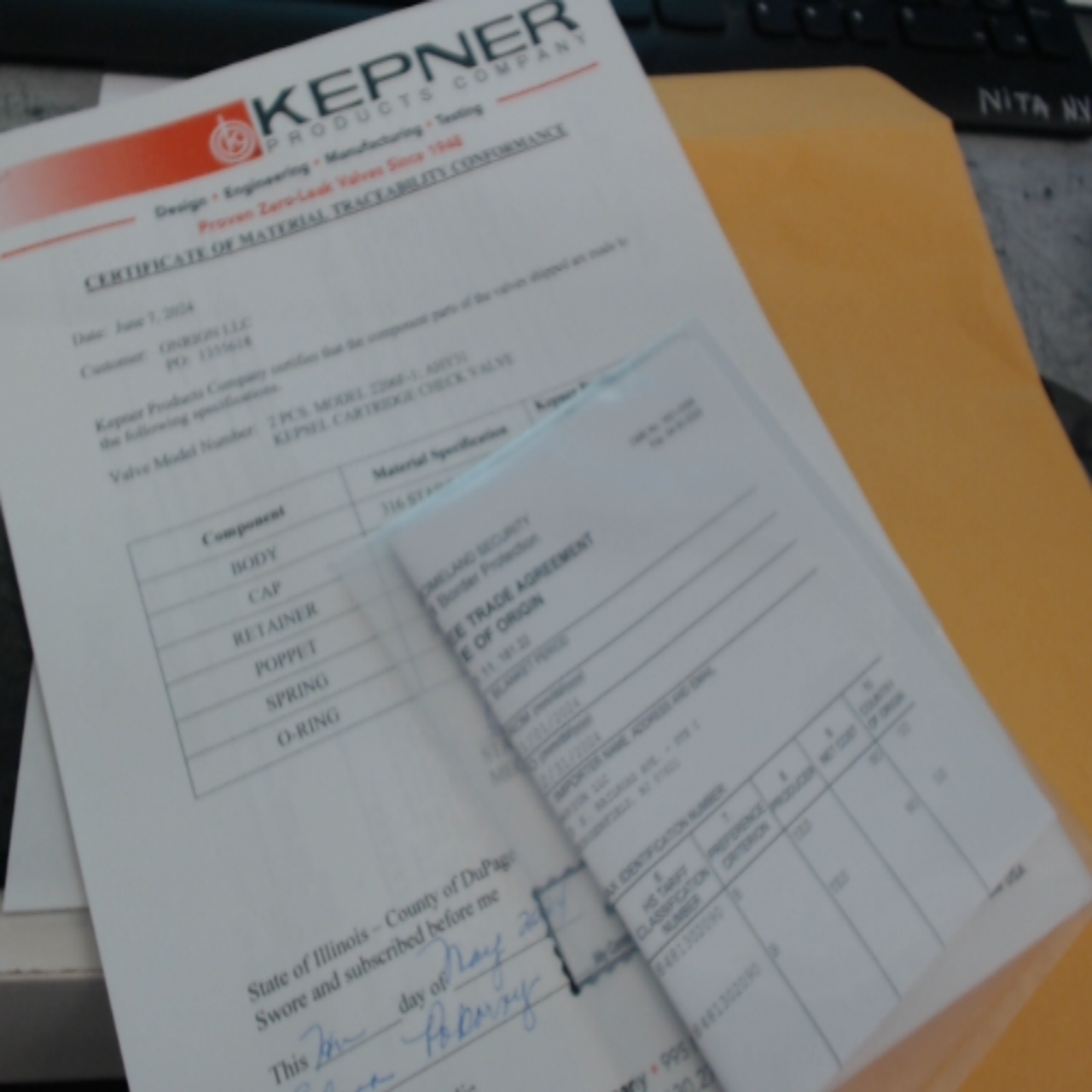 3.1 certificate (Material Traceability Report)