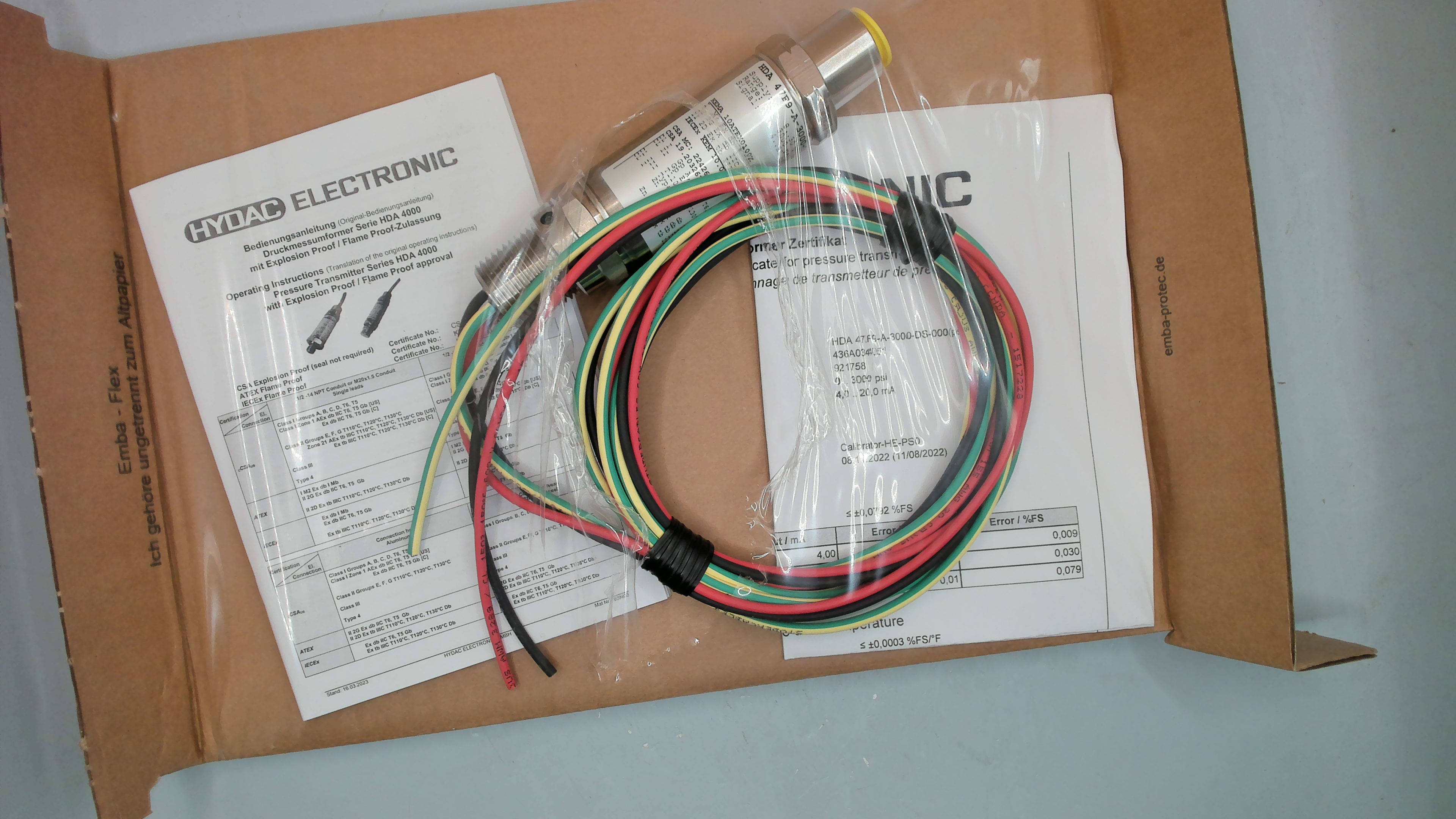 P/N: 921758, Type: HDA 47F9-A-3000-DS-000(PSI)72inch