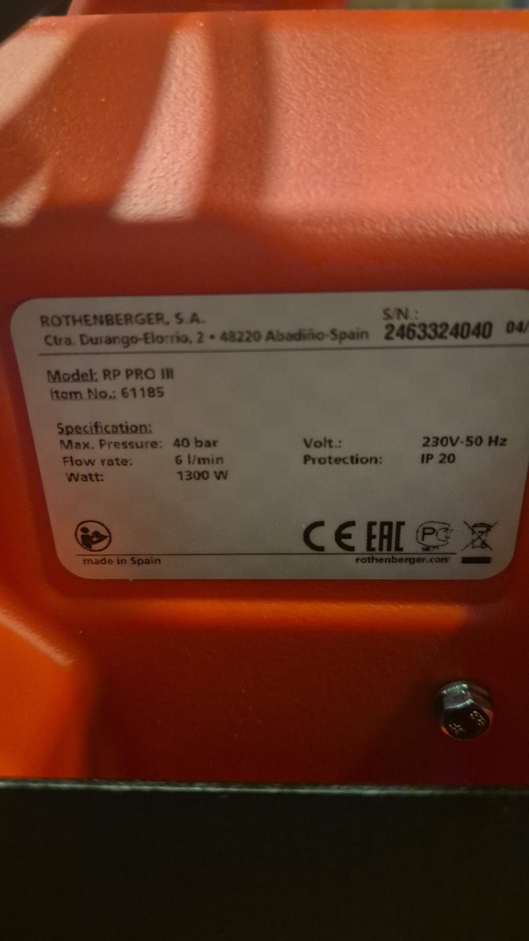 P/N: V12110016, Type: RP PRO III