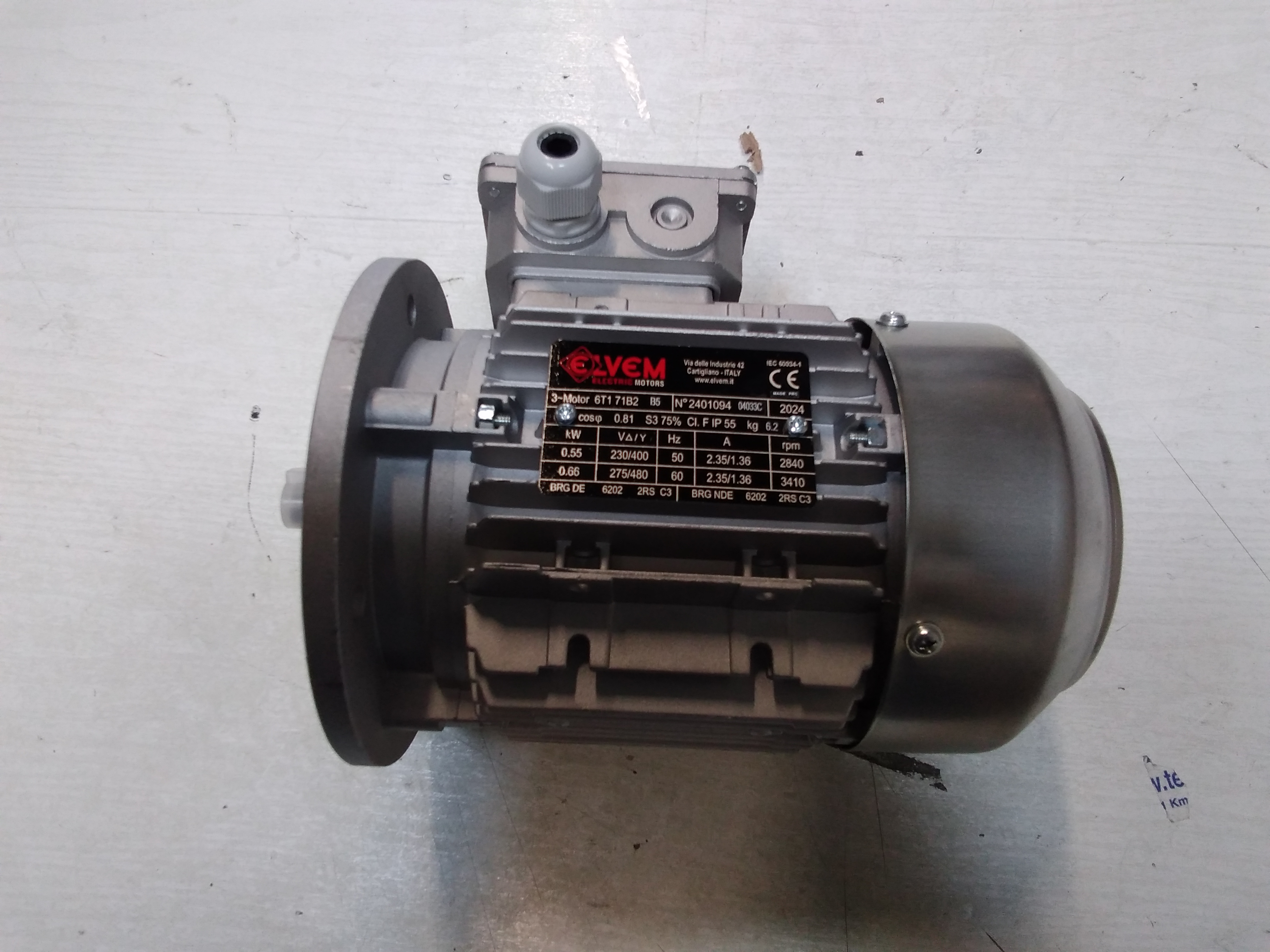 MOT. KW0,55 HP0,75 2P PAM71B B5 IE1 (S3 75%)