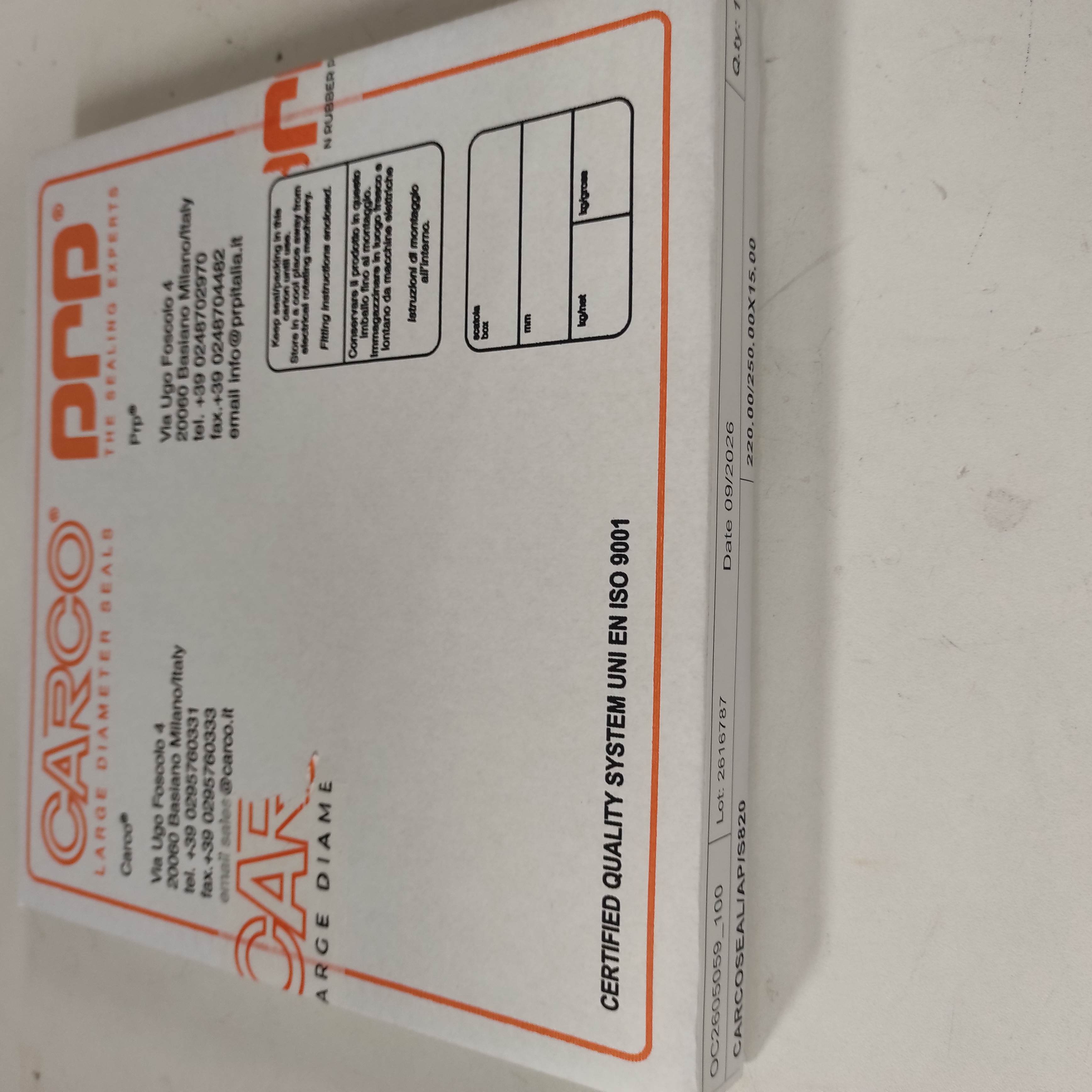 CC0002319 / CARCOSEAL/AP/S820 220,00/250,00X15,00