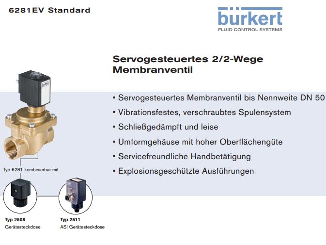 5281 A 25,0 NBR MS G1 PN0 replaced by 2/2-Wege Magnetventil Typ 6281 